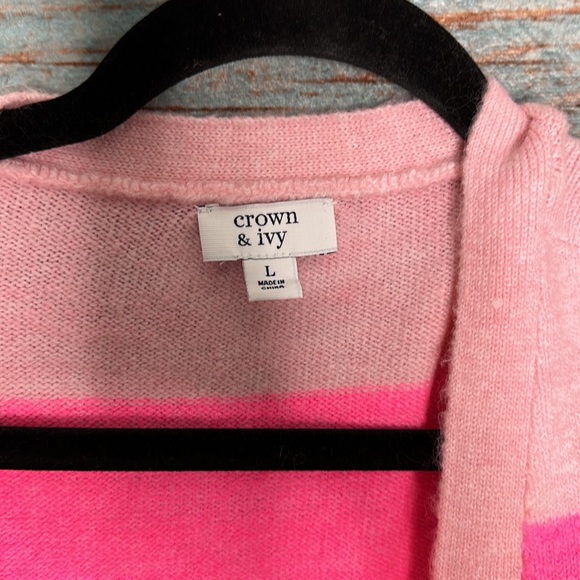 Crown and Ivy Striped Colorful Cardigan Sweater Large - Picture 5 of 6